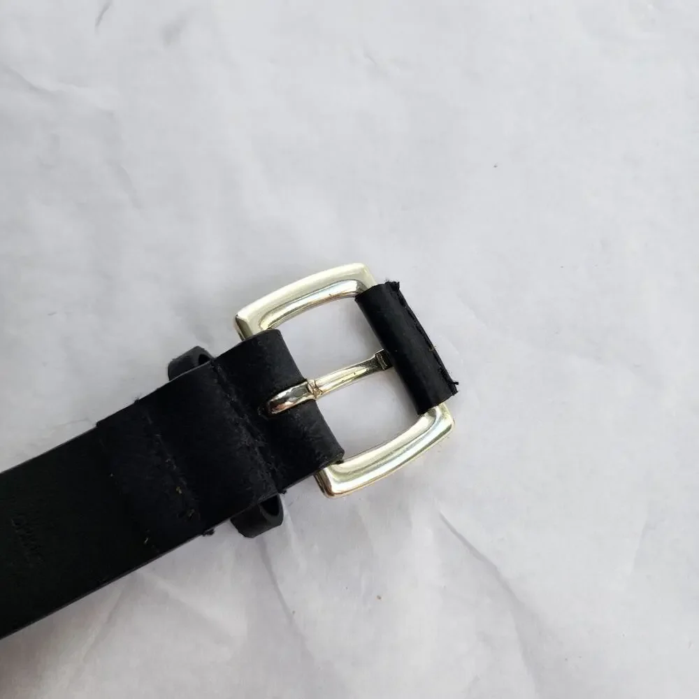 Michael‎ Kors Size M Leather Belt Black Silver Buckle 31-35